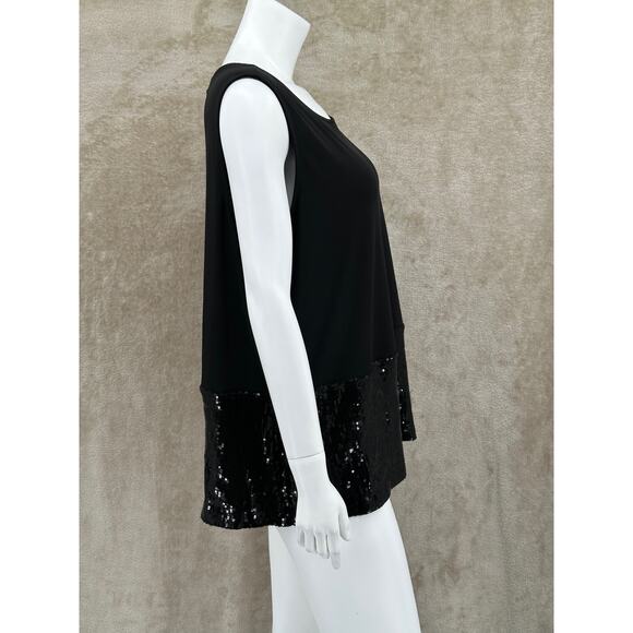 Calvin Klein Top Womens 1X Black Sleeveless Sequins‎ Party Sparkly Fairy Grunge - Picture 4 of 13